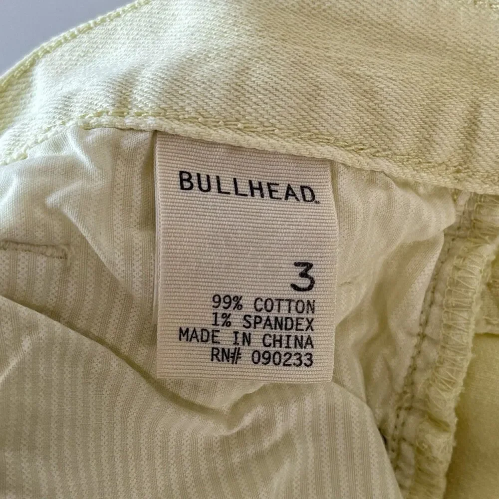 BULLHEAD Jean Shorts Womens Jr Sz 3 Denim Stretch Cuffed  Pale Yellow Waist 30